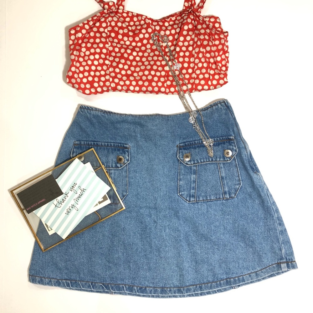 Vintage 90s Switch Side Zip Denim High Waist Skirt
